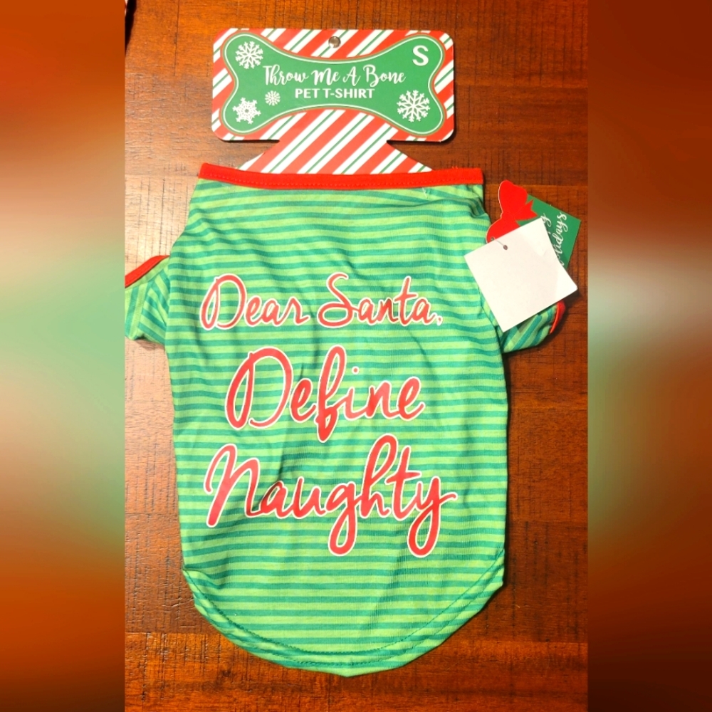 Throw Me a Bone Pet Christmas "Dear Santa Define Naughty" T-Shirt